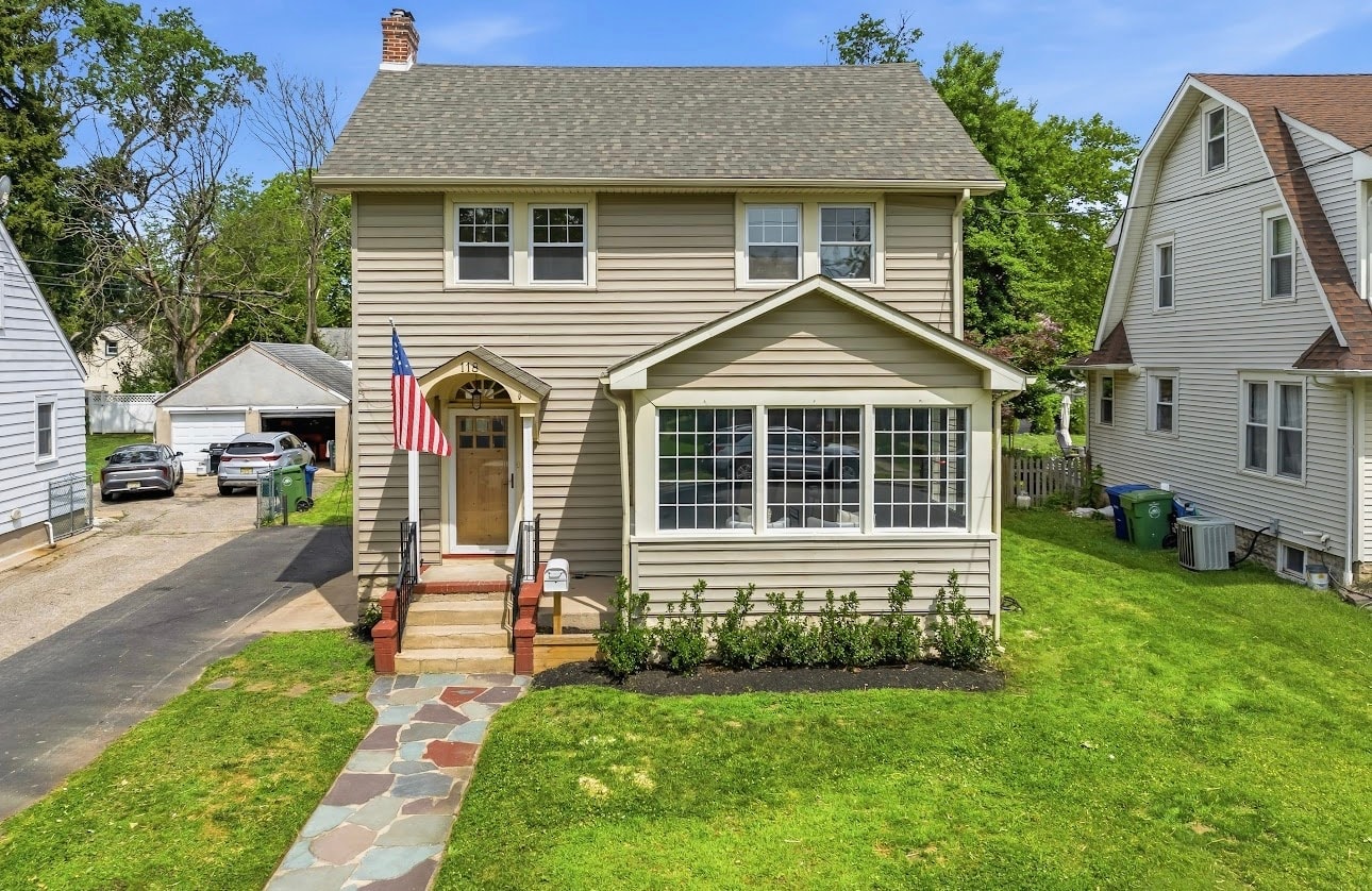 Suburban home exterior front entrance